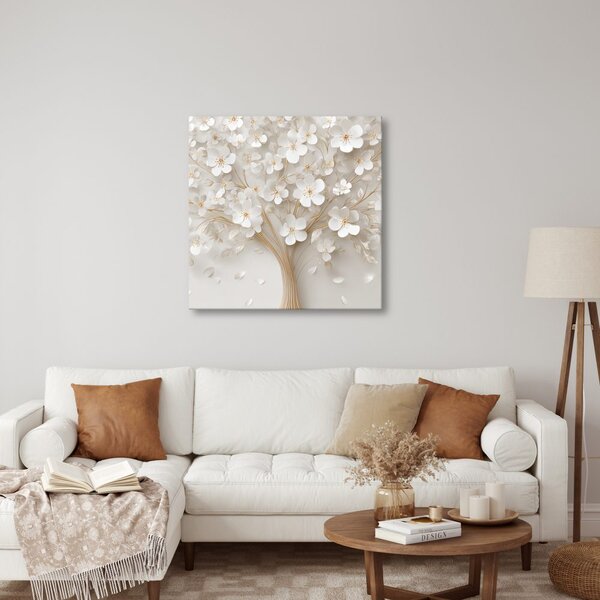 Quadro su tela – Bianca armonia dell'albero della vita