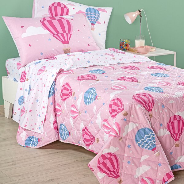 Copriletto Trapuntato In Cotone Star Singolo Caleffi Kids Ragazzo Rosa Caleffi