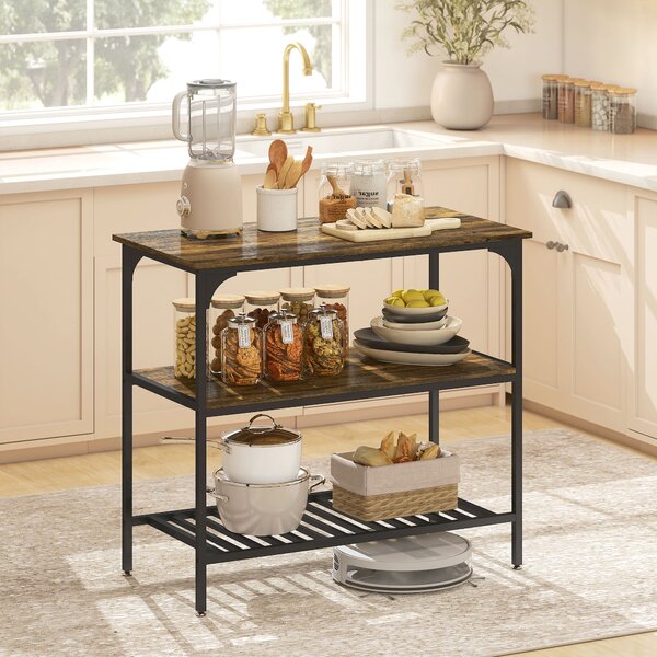 HOMCOM Scaffale da cucina a 3 livelli con telaio in acciaio, Marrone rustico e Nero | Aosom Italy