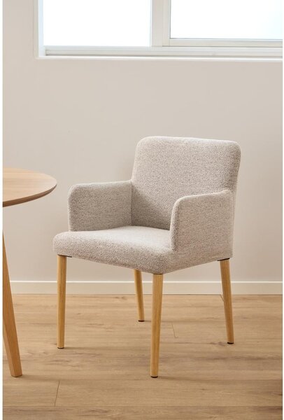 Sedia da pranzo beige in imbottito con braccioli Zoe – Actona