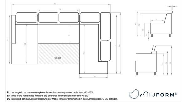 Divano letto angolare grigio chiaro (angolo destro) Sweet Harmony - Miuform