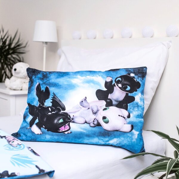 Set copripiumino e federa da bambini blu in cotone per culla 100x135 cm How to Train Your Dragon "Babies" – Jerry Fabrics