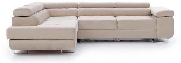 Divano angolare beige allungabile/con contenitore (con penisola a sinistra/a L) Anton – ELTAP