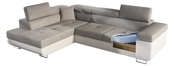Divano angolare beige allungabile/con contenitore (con penisola a sinistra/a L) Anton – ELTAP