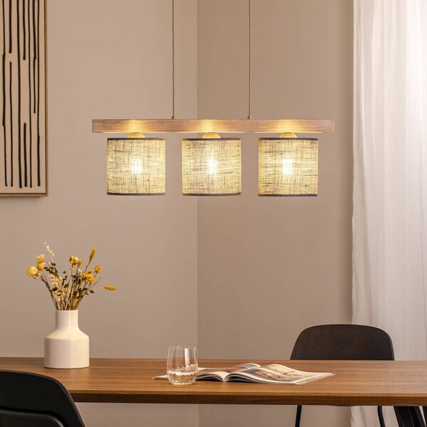 Lampada a sospensione Forest Duolla, dimmerabile, Alluminio / Grigio / Zincato, Soggiorno / Sala da pranzo, Legno, Lampada a sospensione
