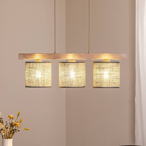 Lampada a sospensione Forest Duolla, dimmerabile, Alluminio / Grigio / Zincato, Soggiorno / Sala da pranzo, Legno, Lampada a sospensione