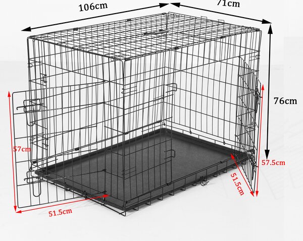PawHut Gabbia Trasportino in Acciaio per Animali Pieghevole, 106×71×76cm, Nero