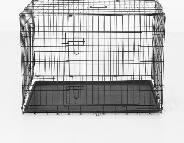 PawHut Gabbia Trasportino in Acciaio per Animali Pieghevole, 106×71×76cm, Nero