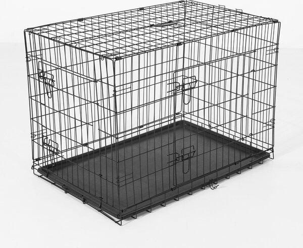 PawHut Gabbia Trasportino in Acciaio per Animali Pieghevole, 106×71×76cm, Nero