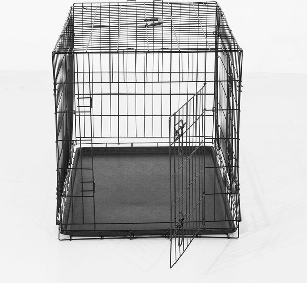 PawHut Gabbia Trasportino in Acciaio per Animali Pieghevole, 106×71×76cm, Nero