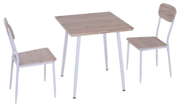 Homcom Set Tavolo con 2 Sedie da Pranzo in Legno e Metallo, Bianco