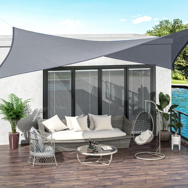 Outsunny Tenda a Vela Parasole Rettangolare per Terrazzo Giardino, Grigio
