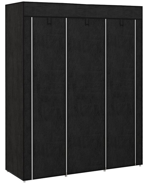 Armadio Guardaroba Salvaspazio 8 Ripiani 125x43x162,5 cm in Tessuto Nero