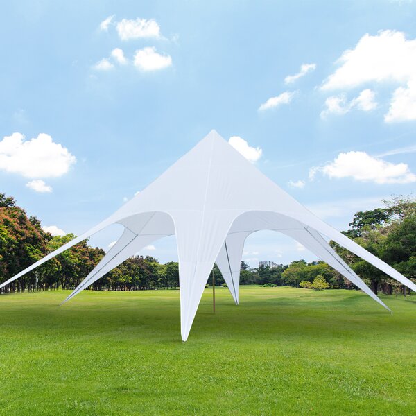 Outsunny Struttura Parasole Tendone Gazebo Impermeabile in Poliestere, Bianco