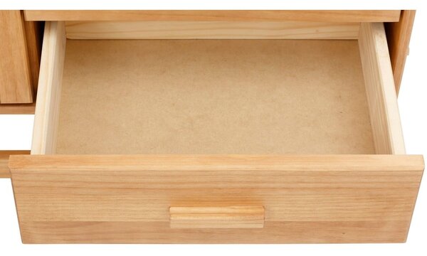Cassettiera in legno di pino con ante in rattan , larghezza 90 cm Jolene - Støraa