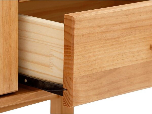 Cassettiera in legno di pino con ante in rattan , larghezza 90 cm Jolene - Støraa