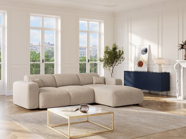 Grande divano letto angolo a destra in Velluto a coste sottili Beige - POGNI della Maison Céphy