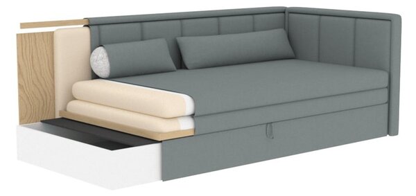 Divano grigio scuro allungabile/con contenitore e rivestimento in ciniglia 214 cm Fulgeo – ELTAP