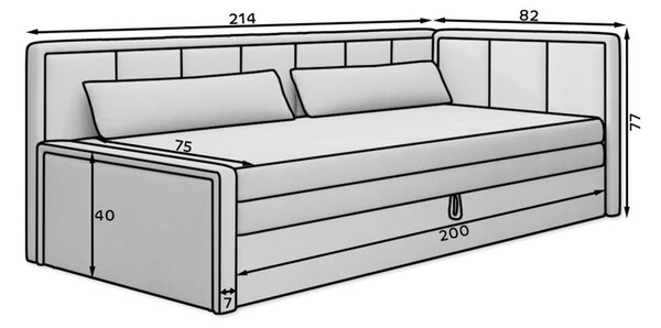 Divano grigio scuro allungabile/con contenitore e rivestimento in ciniglia 214 cm Fulgeo – ELTAP