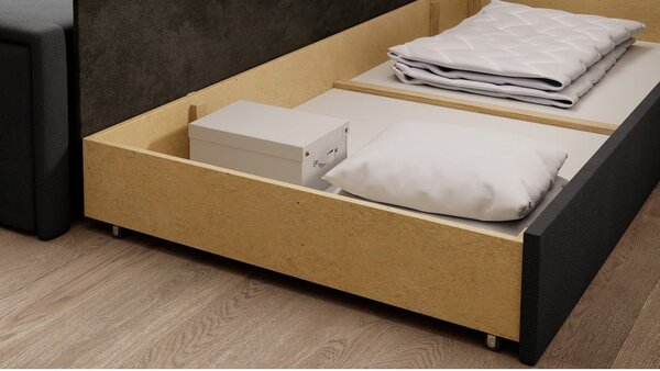 Divano grigio scuro allungabile/con contenitore e rivestimento in ciniglia 214 cm Fulgeo – ELTAP