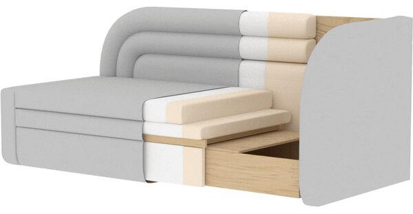 Divano beige allungabile/con contenitore con penisola a destra e rivestimento in velluto 223 cm Fabillo – ELTAP