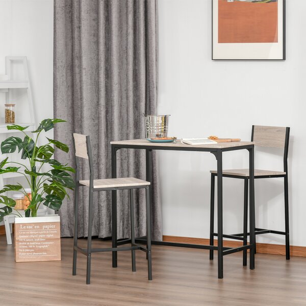 HOMCOM Tavolo da Bar con 2 Sedie, Set da 3 Pezzi in MDF naturale, 89x45x87 cm, Nero