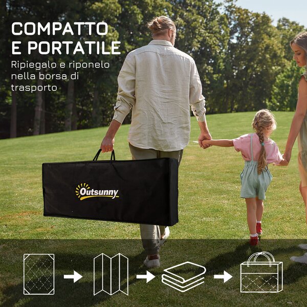 Outsunny Tappeto da Esterno 274x365cm Impermeabile e Reversibile con Borsa di Trasporto, Verde e Crema