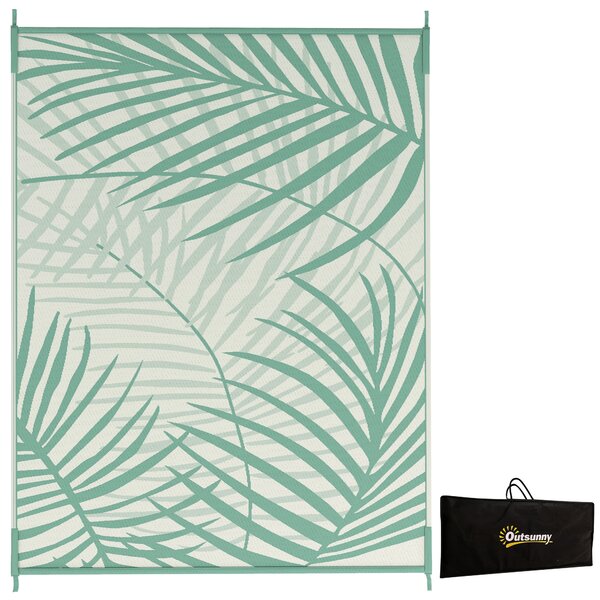 Outsunny Tappeto da Esterno 274x365cm Impermeabile e Reversibile con Borsa di Trasporto, Verde e Crema