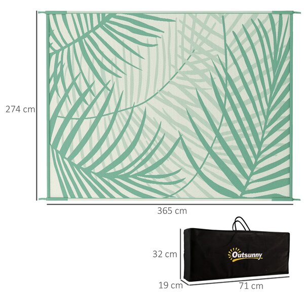 Outsunny Tappeto da Esterno 274x365cm Impermeabile e Reversibile con Borsa di Trasporto, Verde e Crema