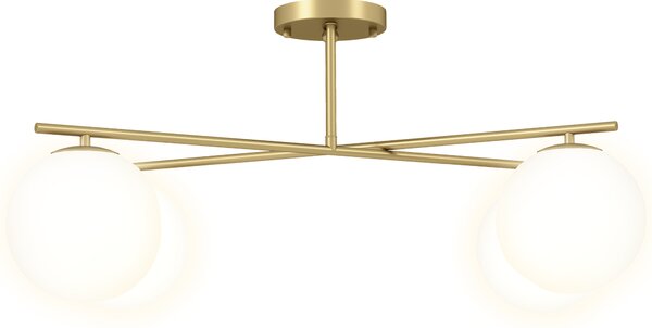 HOMCOM Lampadario lustro moderno a 4 luci con attacco E14, montaggio semi-incasso, dorato e crema | Aosom Italy