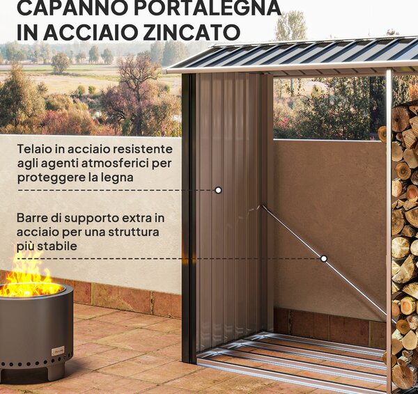 Outsunny Legnaia con Struttura in Acciaio Galvanizzato e Base rialzata, 240x 86x160cm, Nero | Aosom Italy