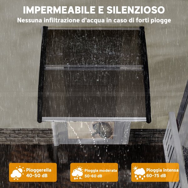 Outsunny Tettoia da Esterno in Policarbonato per Porte e Finestre con Kit Montaggio 100x100x26cm - Marrone|Aosom