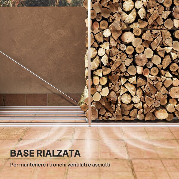 Outsunny Legnaia con Struttura in Acciaio Galvanizzato e Base rialzata, 240x 86x160cm, Nero | Aosom Italy