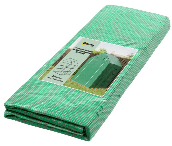 Outsunny Copertura PE per Serra da Giardino con Porta a Cerniera e Finestre, 140x143x190cm, Verde|Aosom