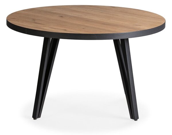 Tavolino da salotto rotondo nero/di colore naturale con piano effetto rovere ø 80 cm Sindi – Marckeric