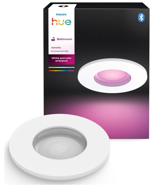 Lampada a incasso Philips Hue White and Color Ambiance, Bluetooth/Zigbee, colore bianco, attacco GU10, per interni, temperatura di colore regolabile da 2000 K a 6500 K