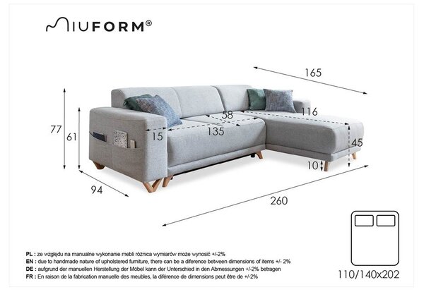 Divano angolare beige allungabile e con contenitore Classy Sophie – Miuform