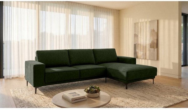 Divano angolare verde (con penisola a destra/con chaise lounge) con rivestimento in ciniglia Copenhagen – Scandic