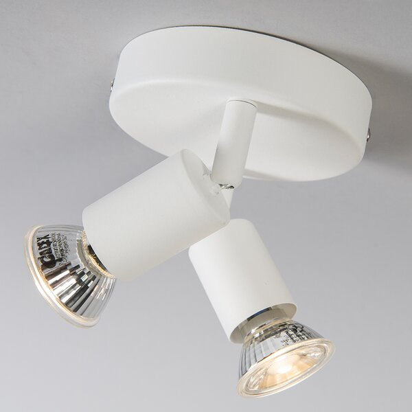 Faretto moderno bianco orientabile rotondo 2 luci - Jeany