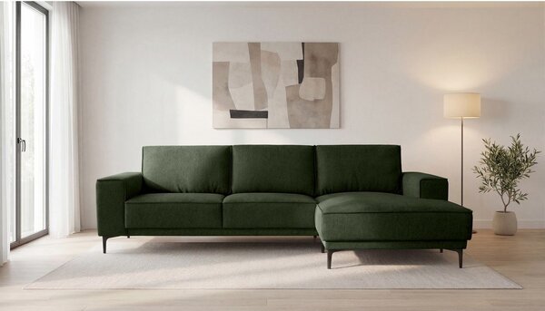 Divano angolare verde (con penisola a destra/con chaise lounge) con rivestimento in ciniglia Copenhagen – Scandic