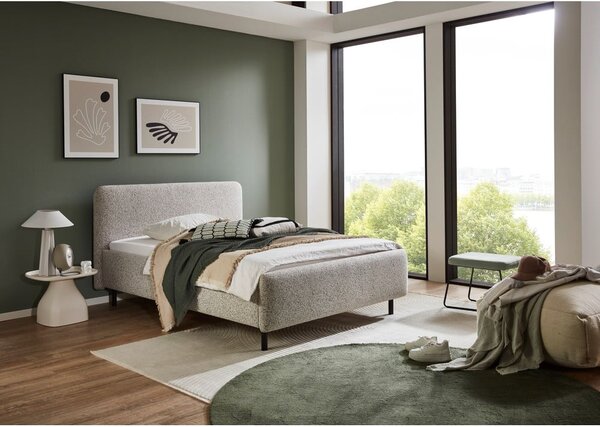 Letto matrimoniale imbottito beige con contenitore con rete inclusa 140x200 cm Primo – Meise Möbel