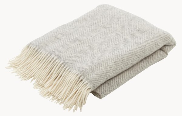 Coperta in lana con motivo a zig-zag e frange Tyrol