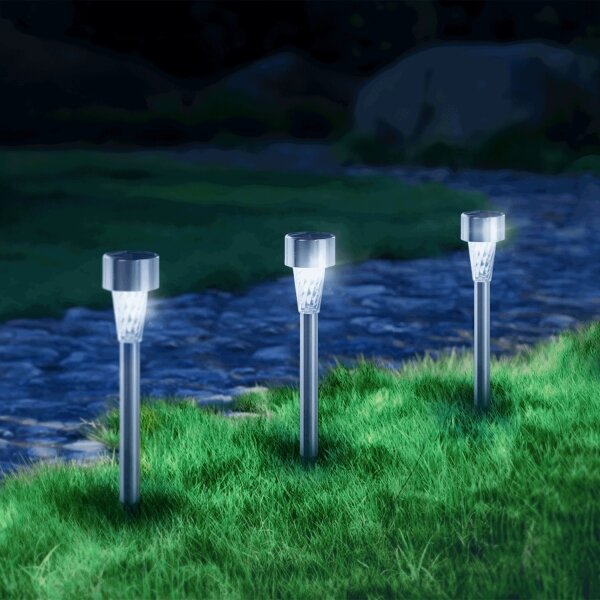 Aigostar - Lampada solare a LED 2 V, IP44, 40 mAh, cromo opaco