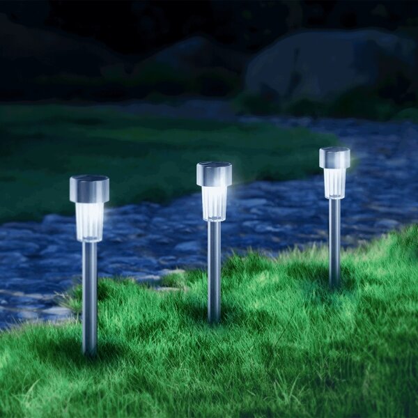 Aigostar - Lampada solare a LED/2V IP44 40 mAh cromo opaco