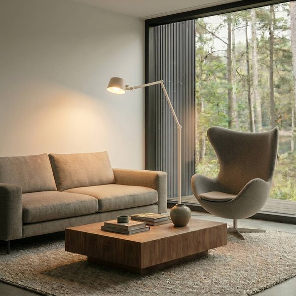 Lampada da terra Silka Lucande, Crema / Ambra, Studio / Ufficio, Metallo, Moderno, Lampada da terra