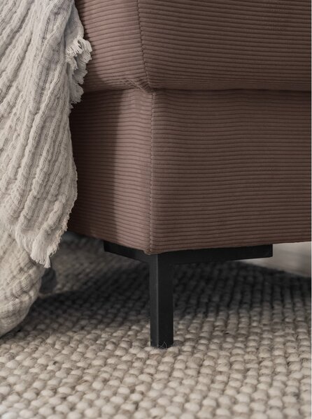 Divano letto in velluto a coste marrone (angolo sinistro) Lofty Lilly - Miuform