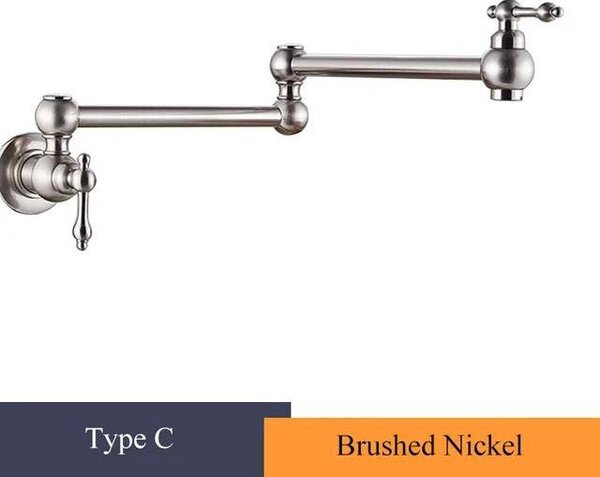 Miscelatore per cucina - Montaggio a parete. Rubinetto per lavello - Rubinetto solo freddo - Ottone - Bocchetta girevole a 360° e orientabile - Due manopole - Finitura in nichel spazzolato