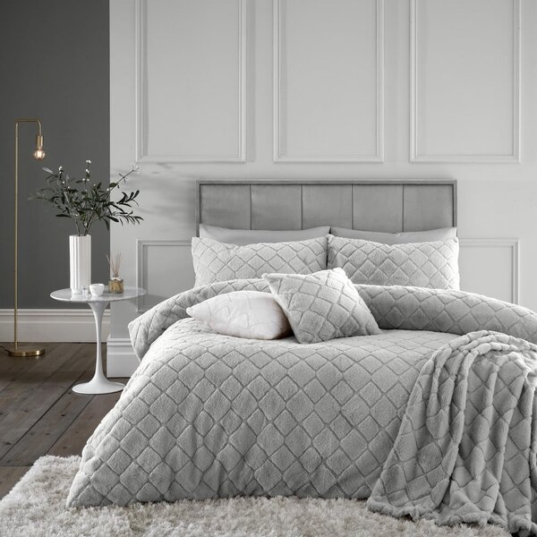 Set copripiumino e federa grigio in micropile per letto singolo 135x200 cm Cosy Diamond – Catherine Lansfield