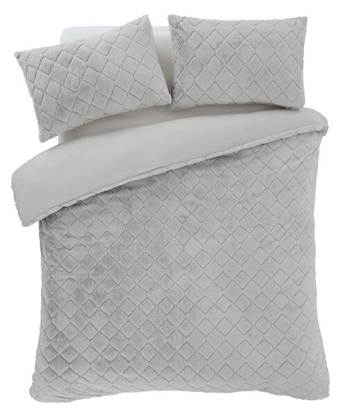 Set copripiumino e federa grigio in micropile per letto singolo 135x200 cm Cosy Diamond – Catherine Lansfield