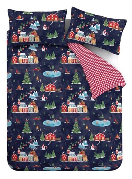 Set copripiumino e federa blu per letto matrimoniale 200x200 cm Ski Village – Catherine Lansfield